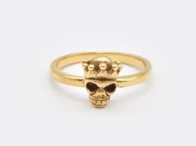 Gold Skull Ring - Skull Crown Ring, Gothic Skull Ring,