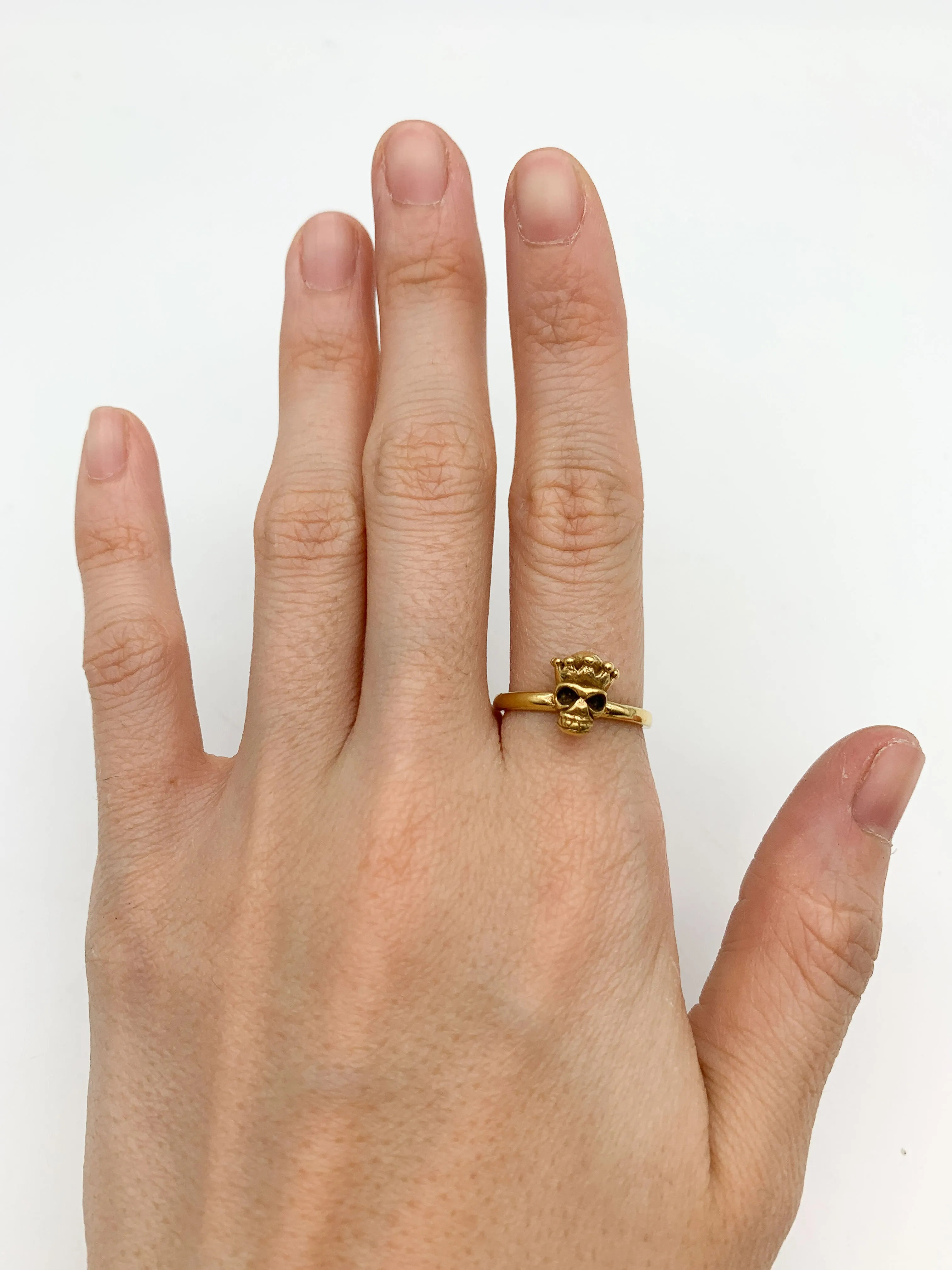 Gold Skull Ring - Skull Crown Ring, Gothic Skull Ring,