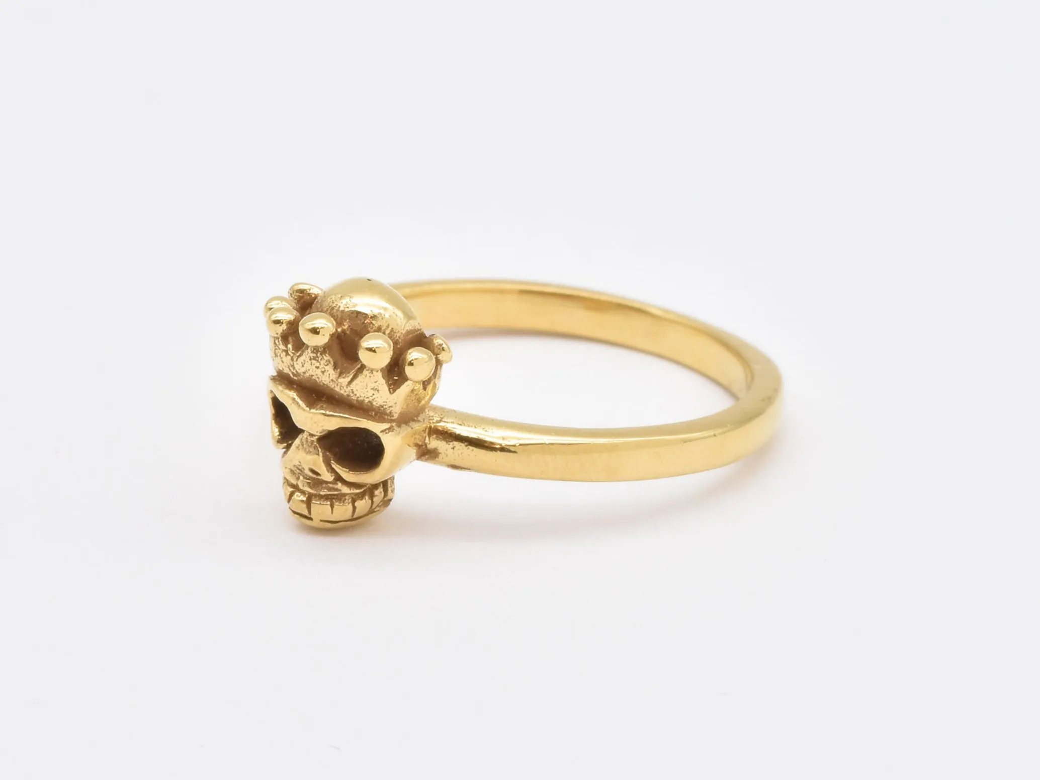 Gold Skull Ring - Skull Crown Ring, Gothic Skull Ring,