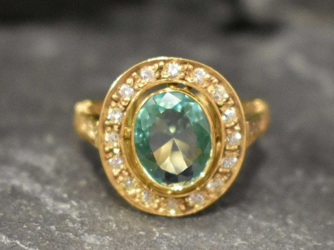 Gold Victorian Aquamarine Ring - Oval Aquamarine Vintage Ring - March Birthstone Ring