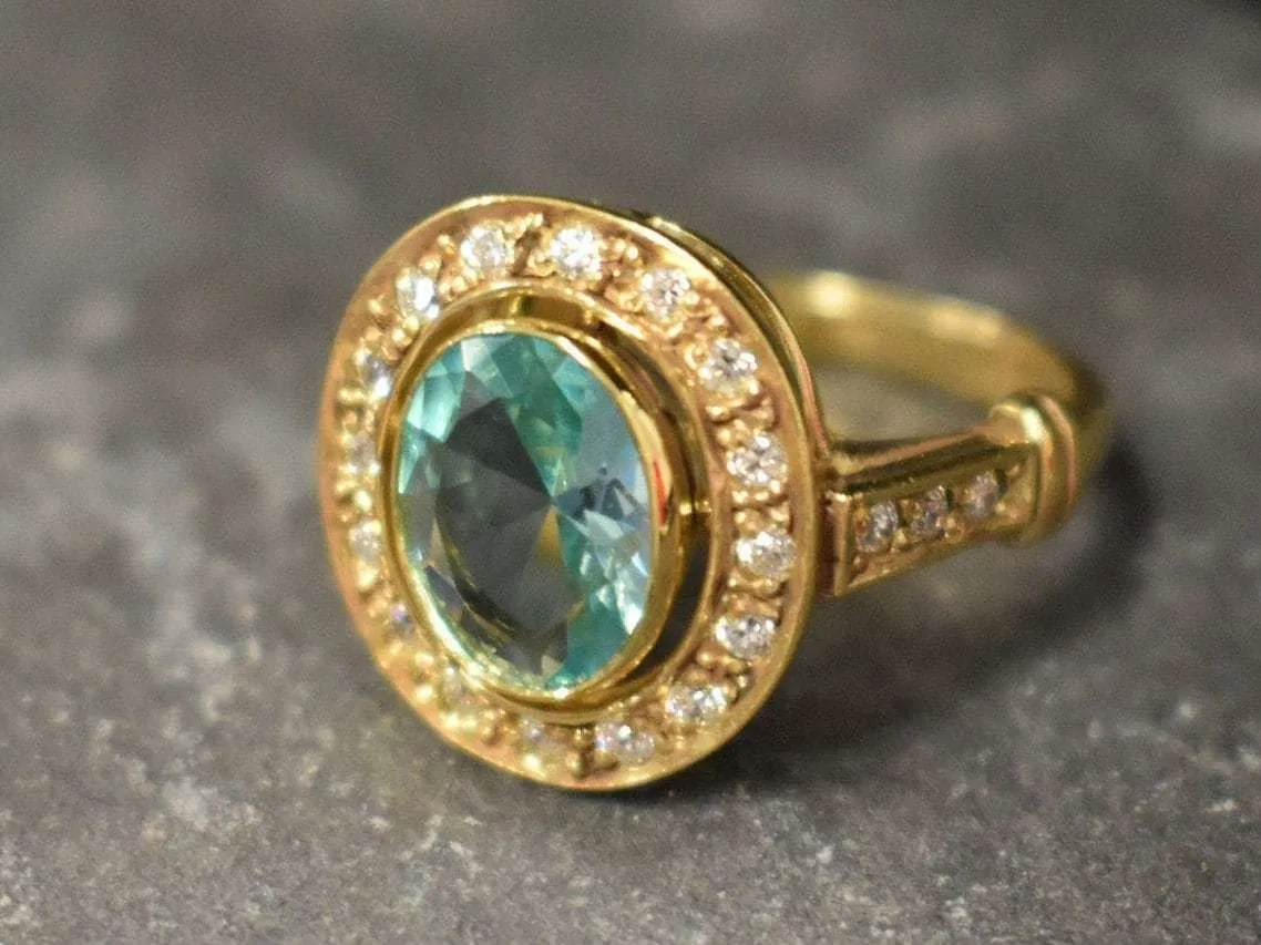 Gold Victorian Aquamarine Ring - Oval Aquamarine Vintage Ring - March Birthstone Ring