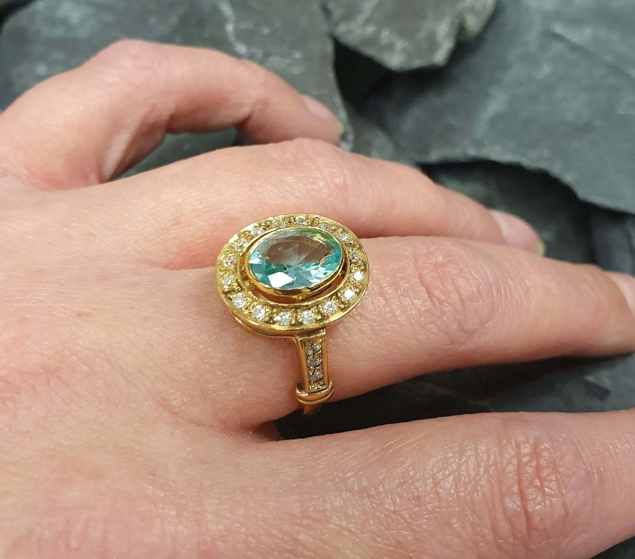 Gold Victorian Aquamarine Ring - Oval Aquamarine Vintage Ring - March Birthstone Ring