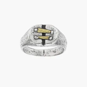 Golden Stitches Sterling Silver Ring