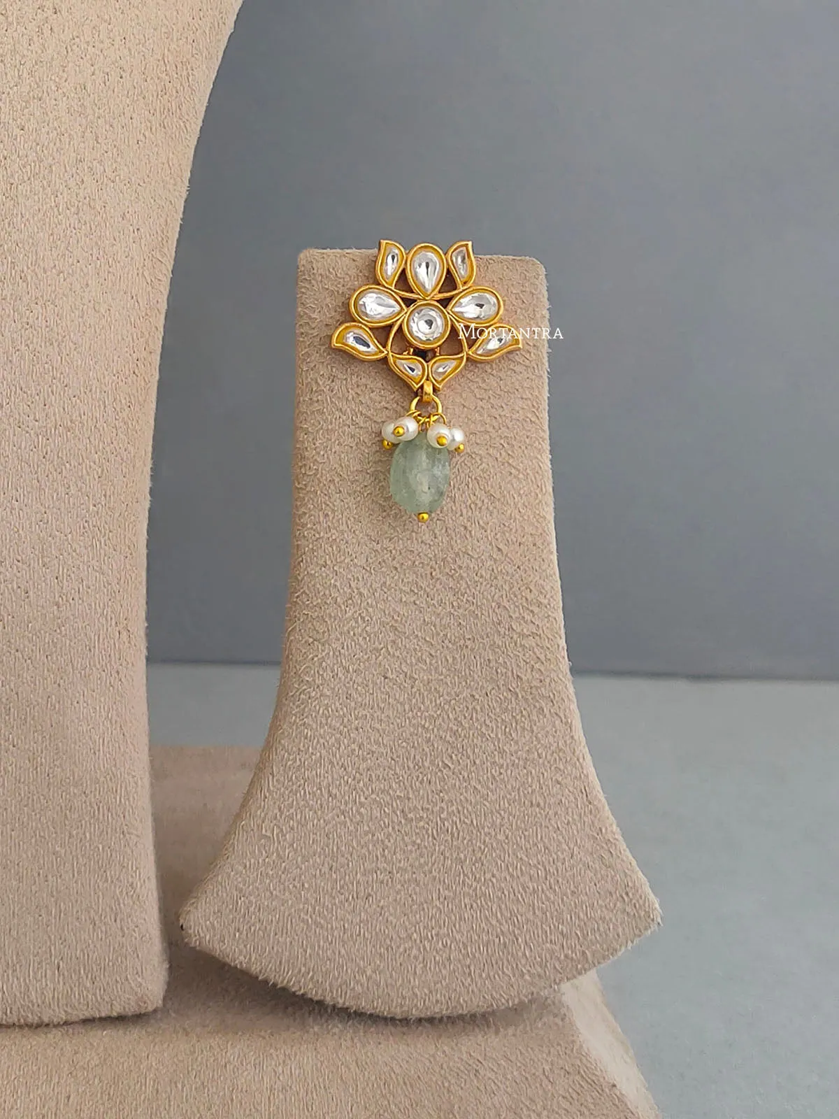 Green Color Gold Plated Thappa Jadau Kundan Necklace Set - TJ-S94