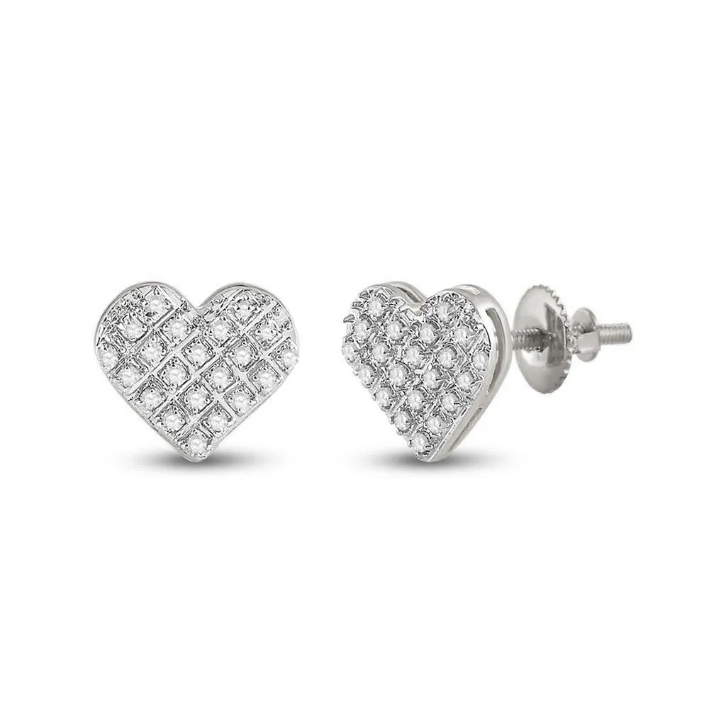 Heart Edgeless Micro Pave Diamond Earrings 10K Gold