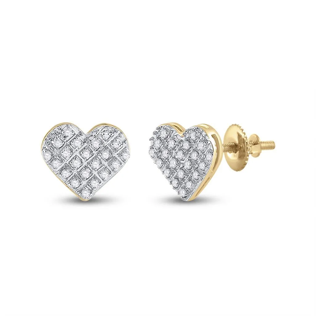 Heart Edgeless Micro Pave Diamond Earrings 10K Gold
