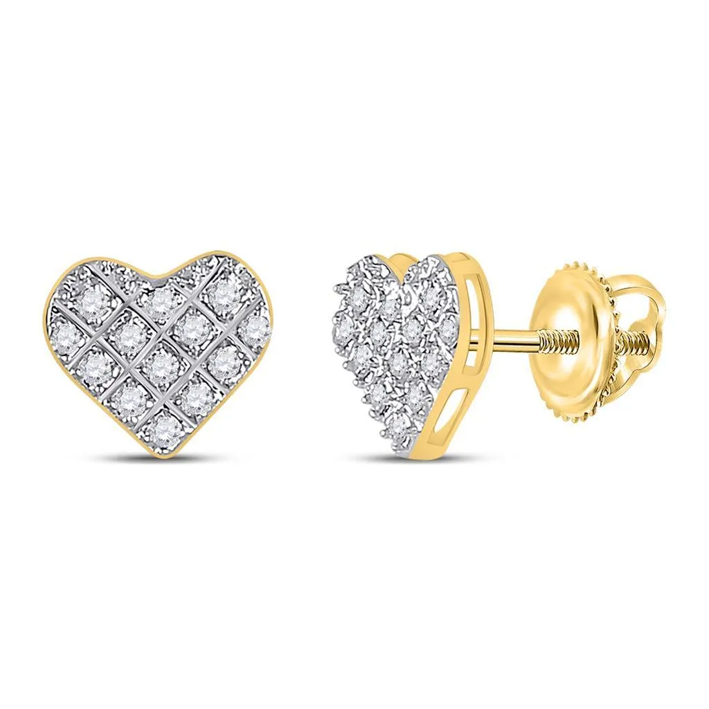 Heart Edgeless Micro Pave Diamond Earrings 10K Gold