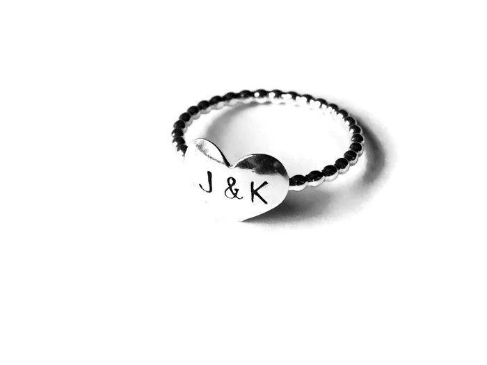 Heart Initial Couples Ring