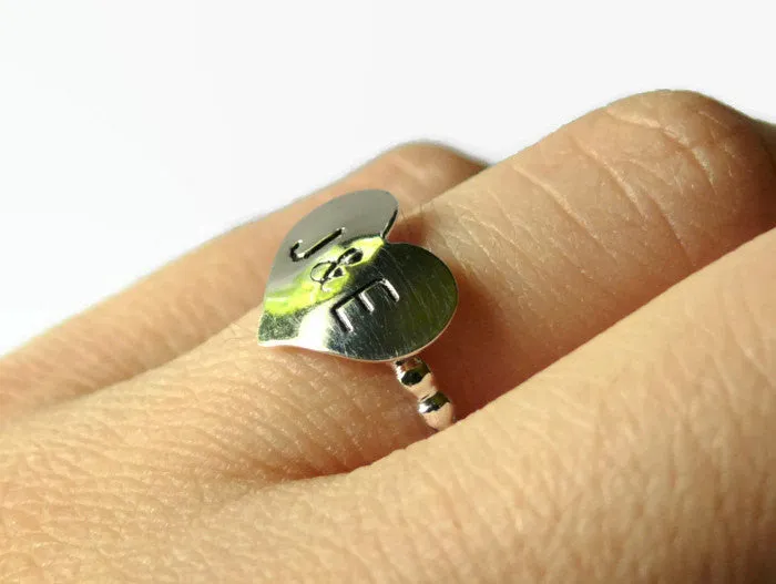 Heart Initial Couples Ring