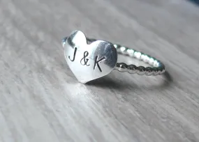 Heart Initial Couples Ring