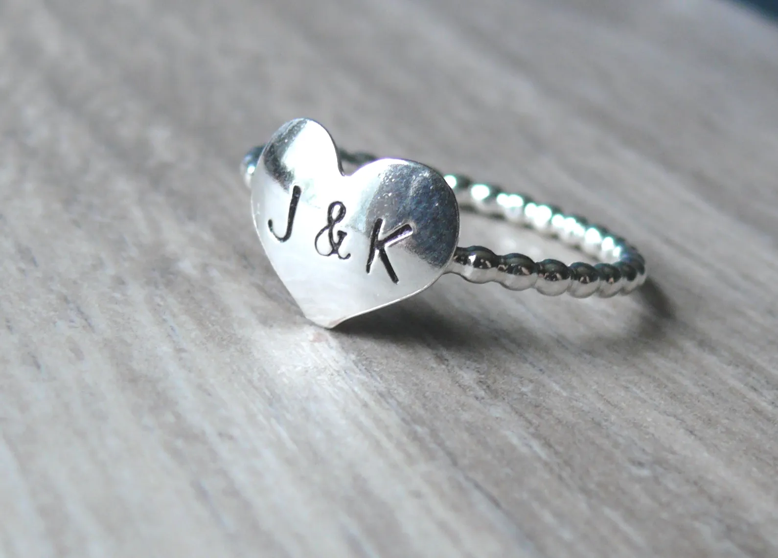 Heart Initial Couples Ring