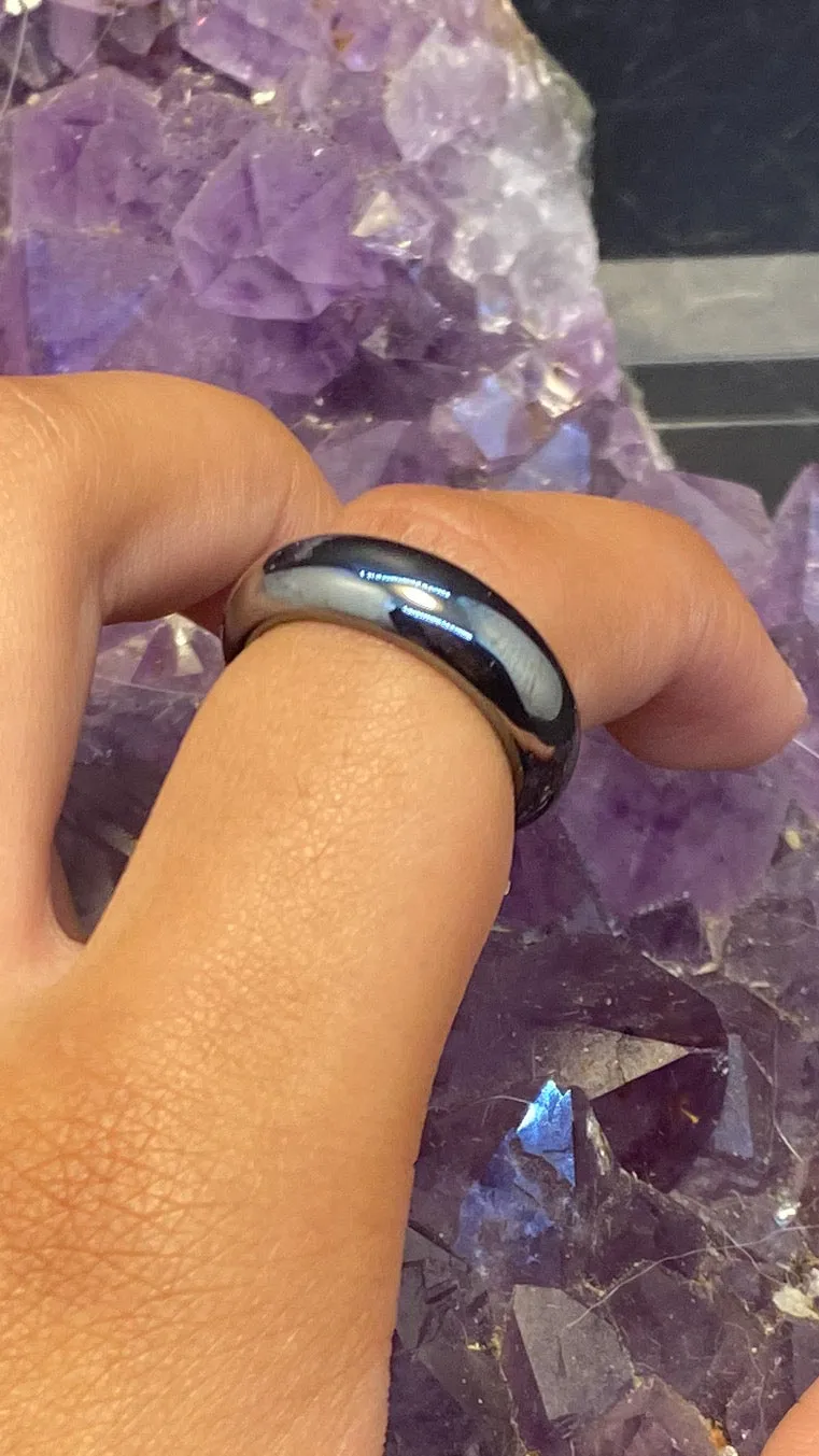 Hematite Dome Band Ring