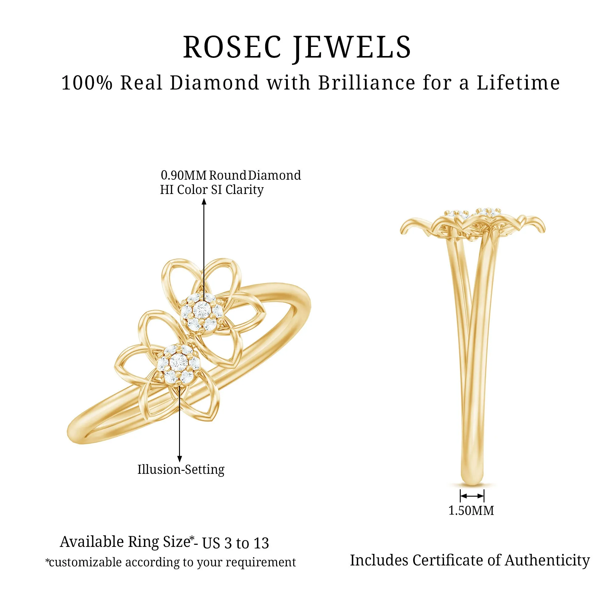 Illusion Set Diamond Twin Floral Promise Ring