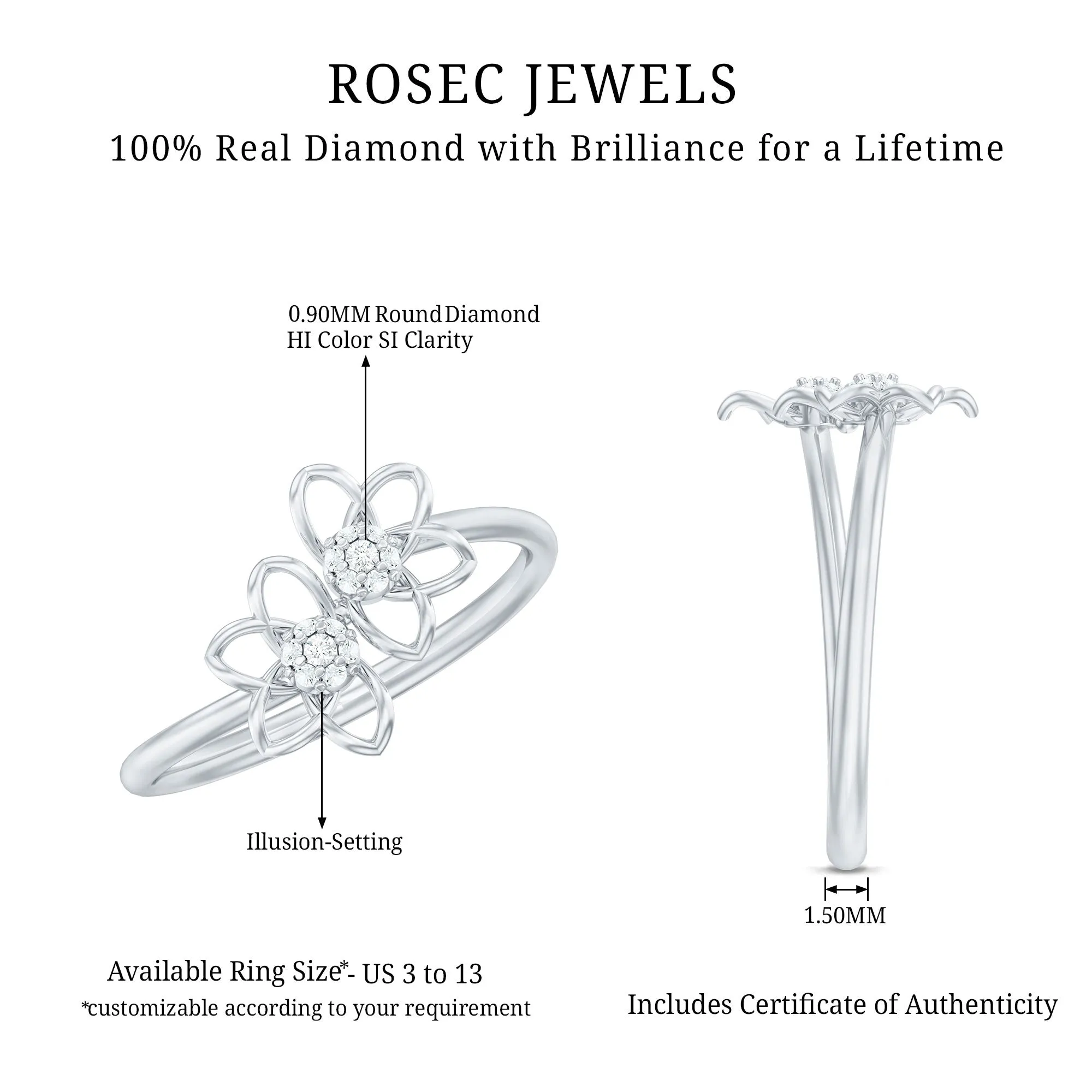 Illusion Set Diamond Twin Floral Promise Ring