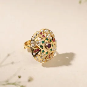 Jadau Ring With Triangle Motif