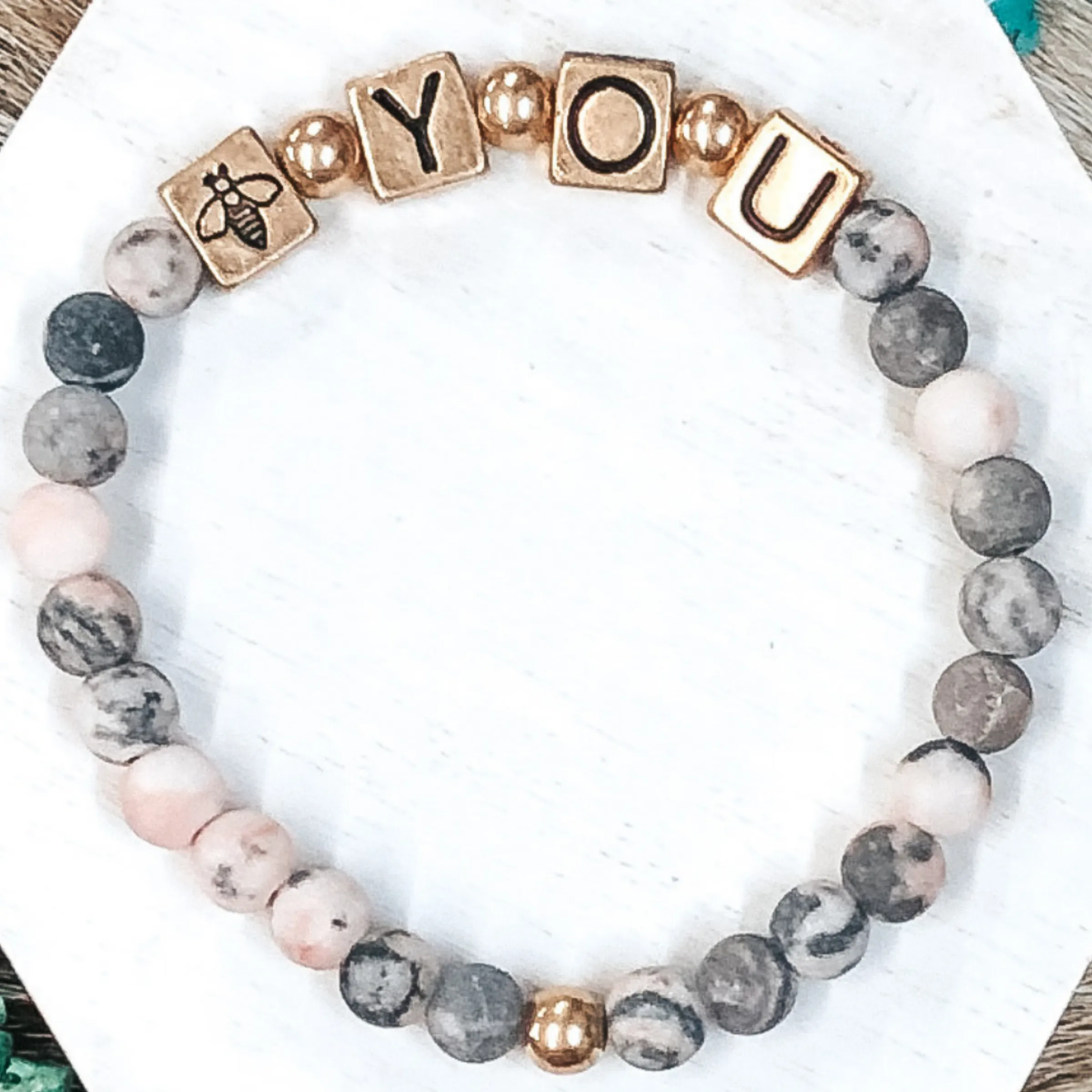 Just Bee You Bracelet in Pink Marble
