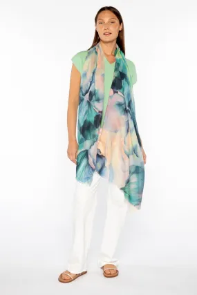 KINROSS CASHMERE - FEMME FLORAL SILK AND CASHMERE SCARF