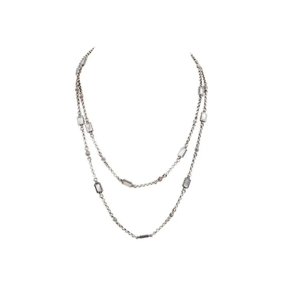 Konstantino Hestia Silver Mother of Pearl Station Necklace