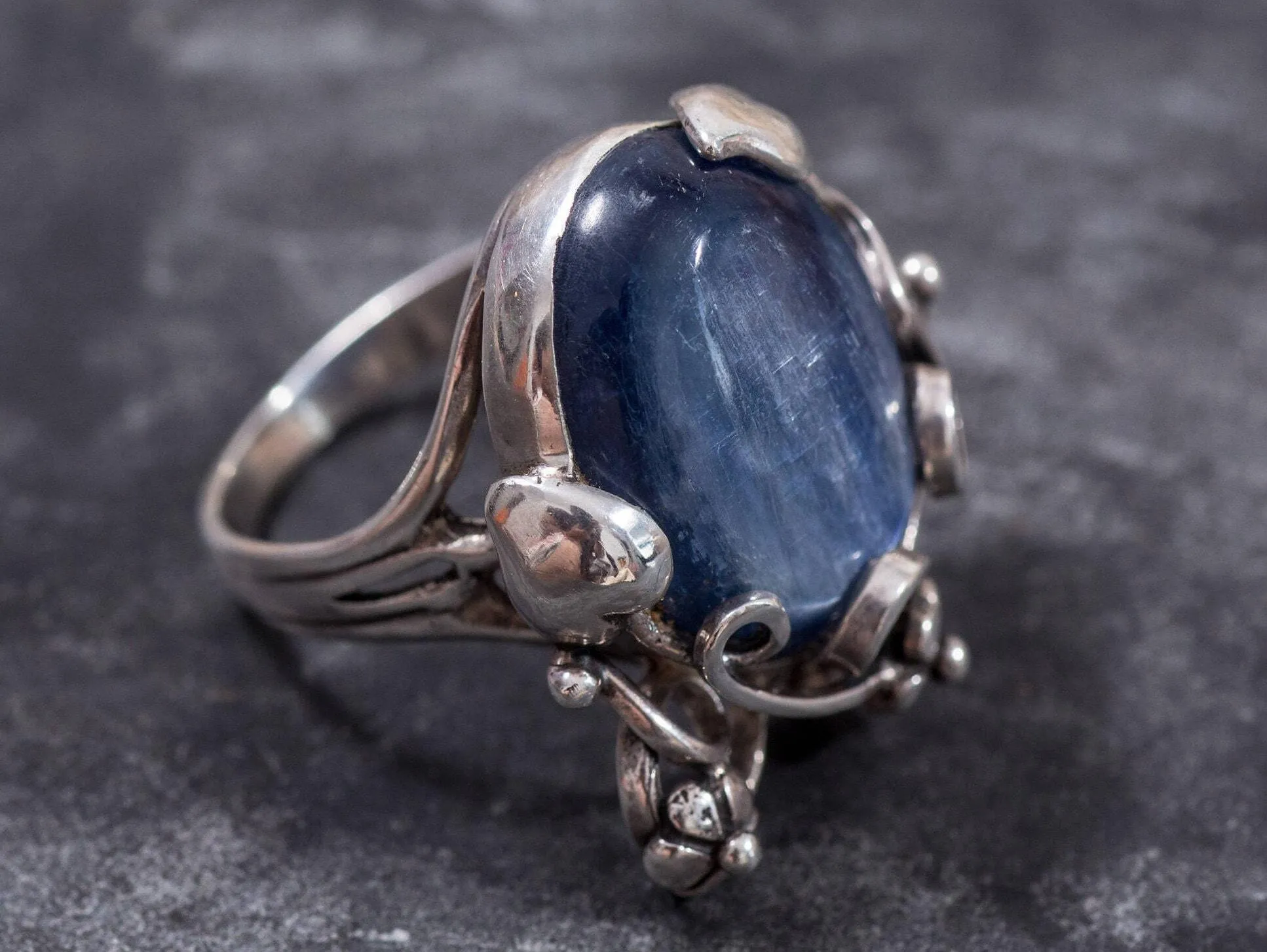 Kyanite Silver Ring - Blue Boho Ring - Statement Kyanite Ring