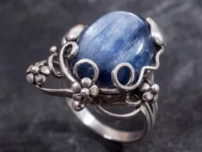 Kyanite Silver Ring - Blue Boho Ring - Statement Kyanite Ring