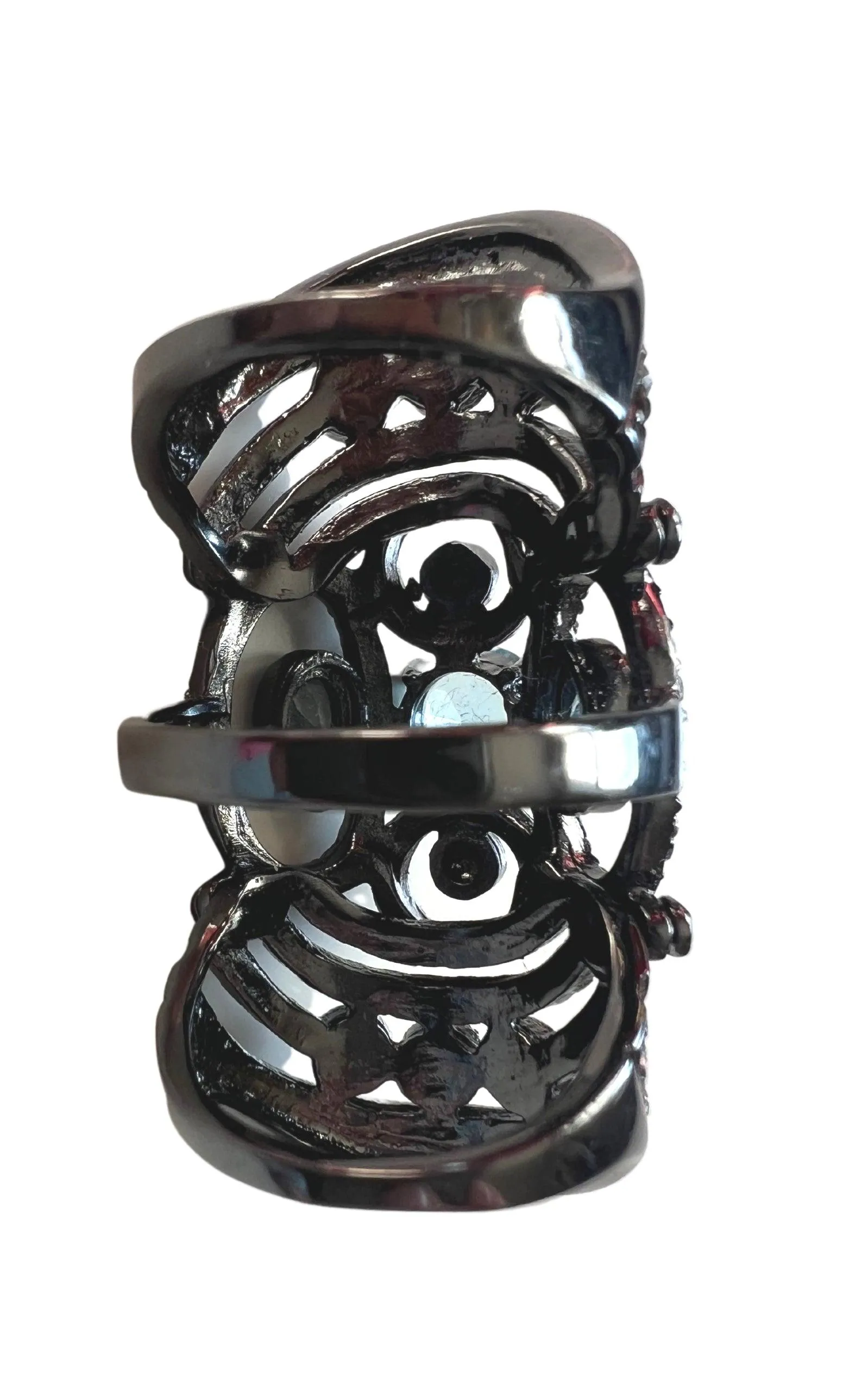 Light Blue Floral Armor Ring
