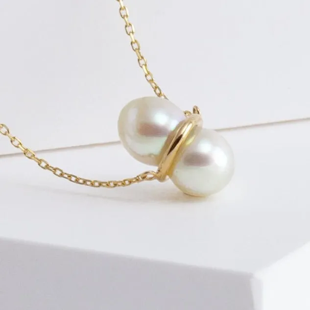 Medium twin pearl necklace