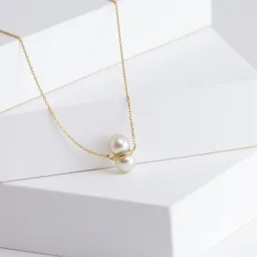 Medium twin pearl necklace