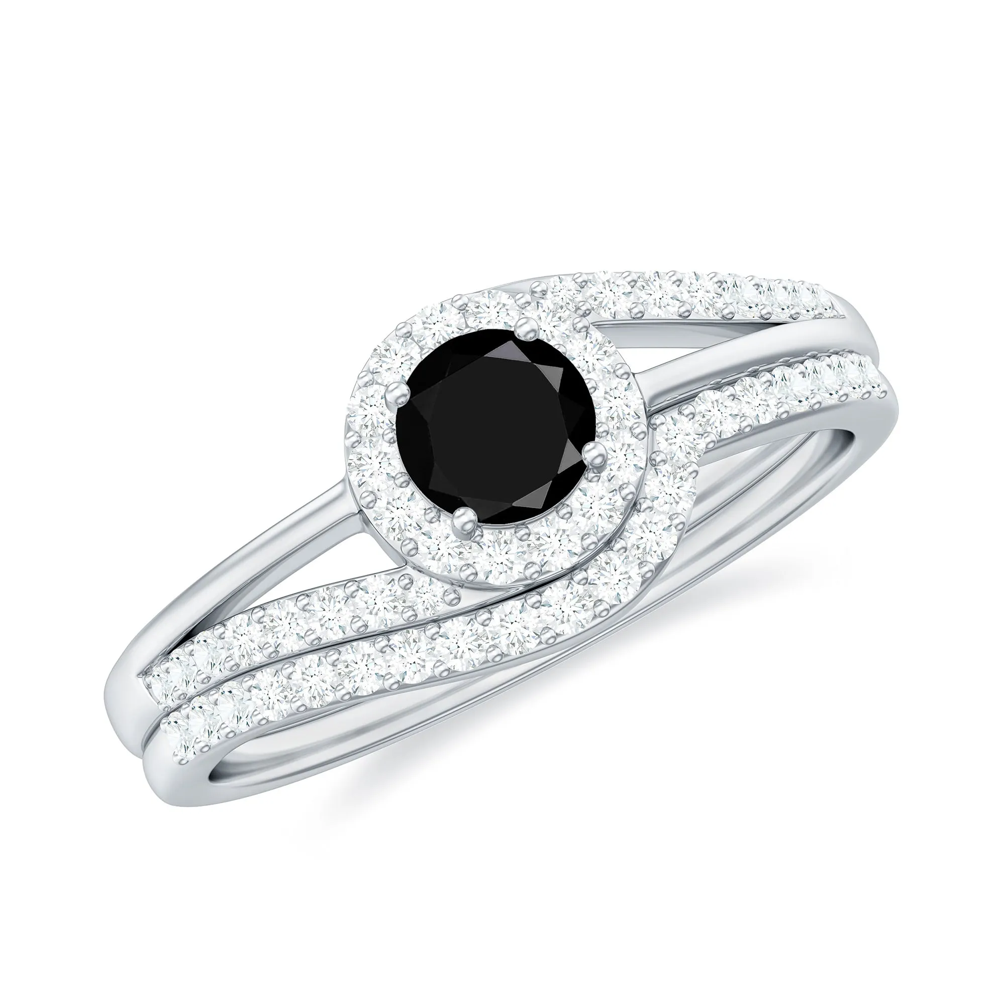 Minimal Black and White Diamond Engagement Ring