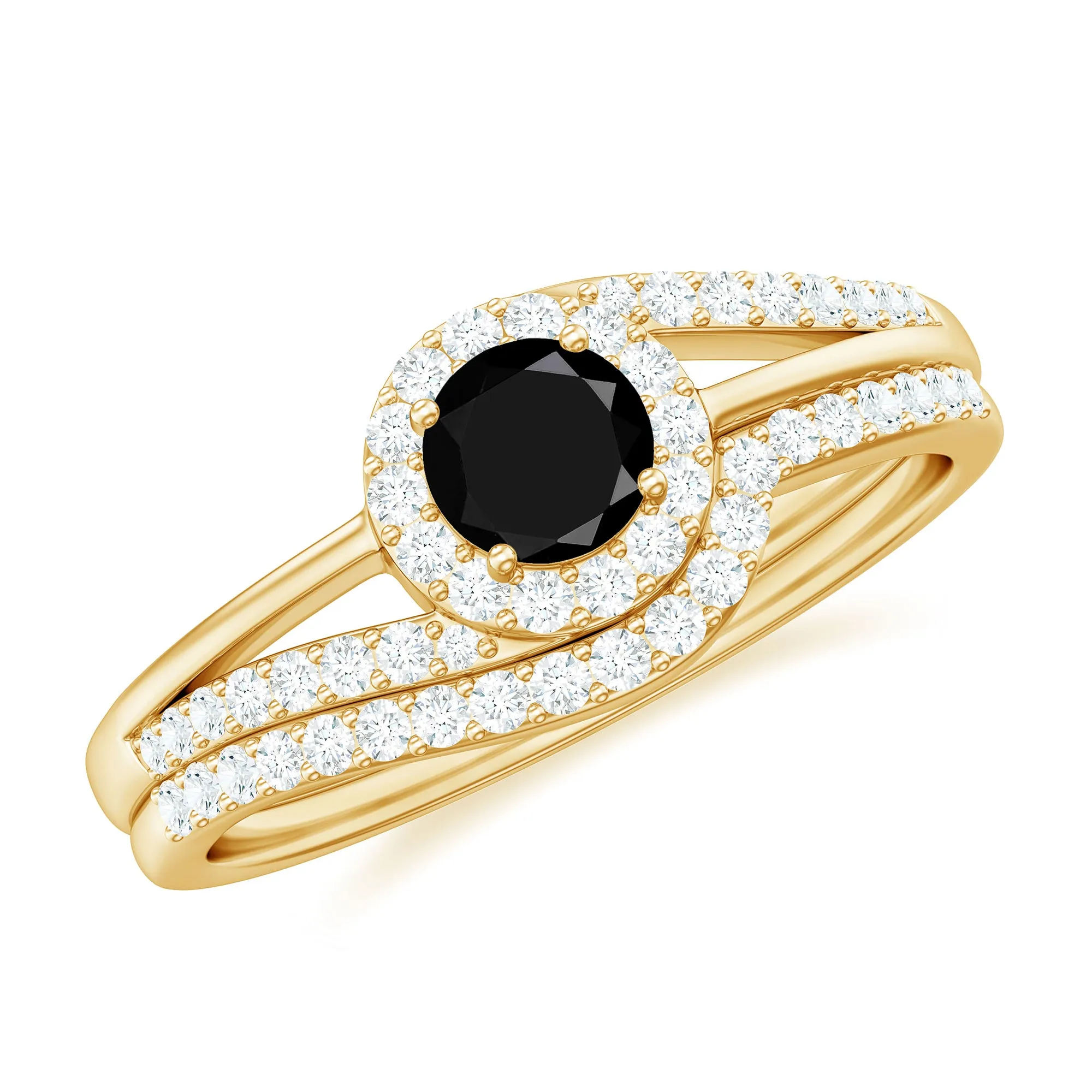 Minimal Black and White Diamond Engagement Ring