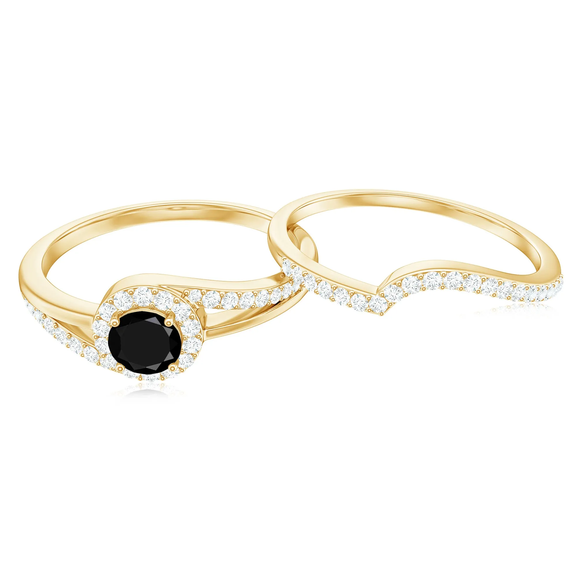 Minimal Black and White Diamond Engagement Ring