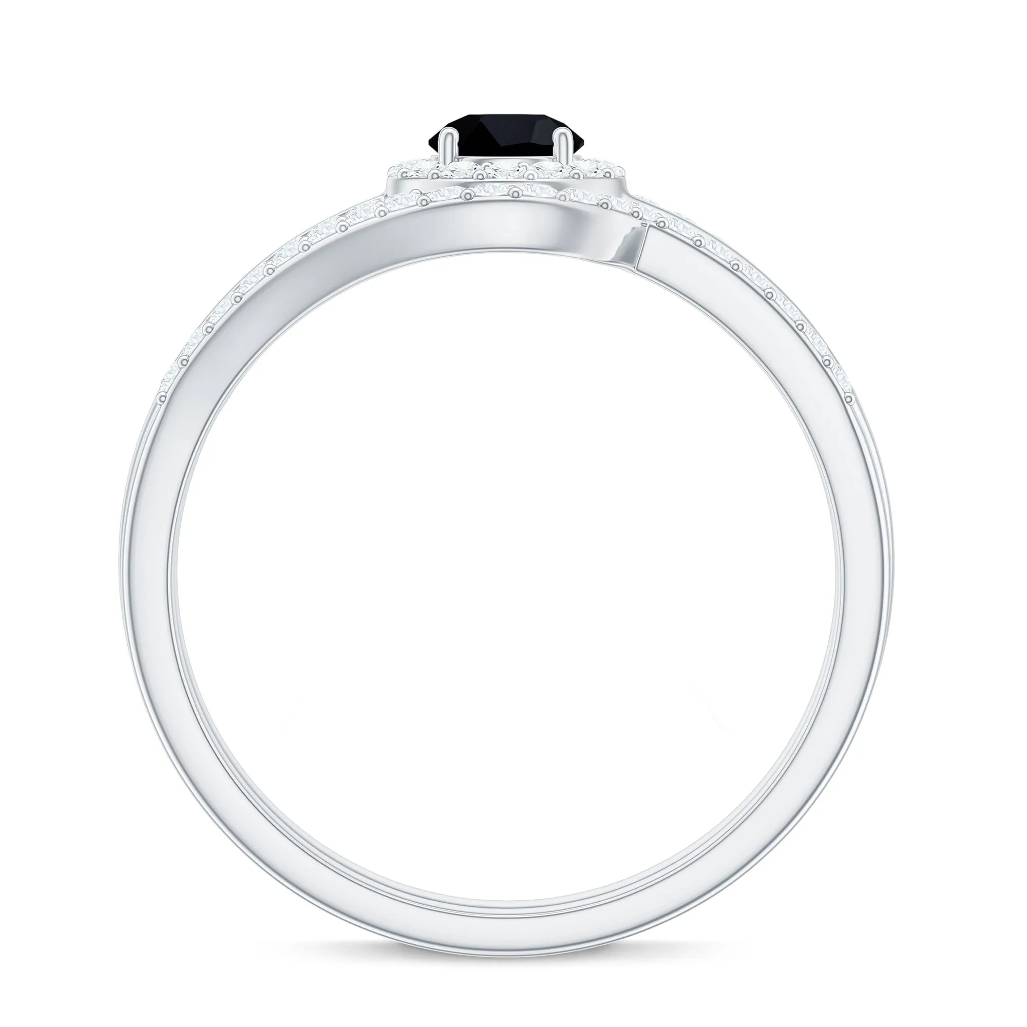 Minimal Black and White Diamond Engagement Ring
