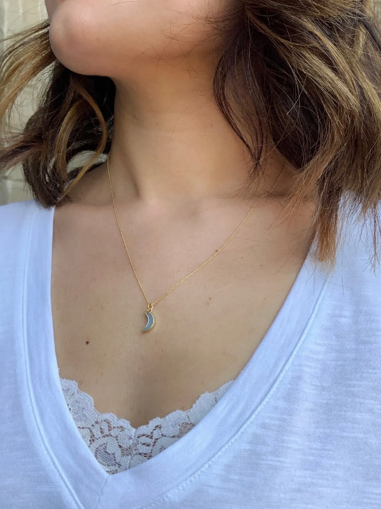 Mother of Pearl Moon Necklace