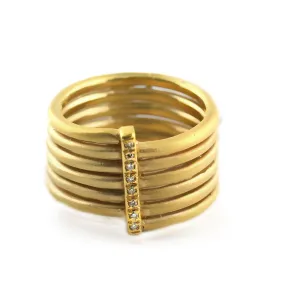 Multiple Row Diamond Ring 14K Gold