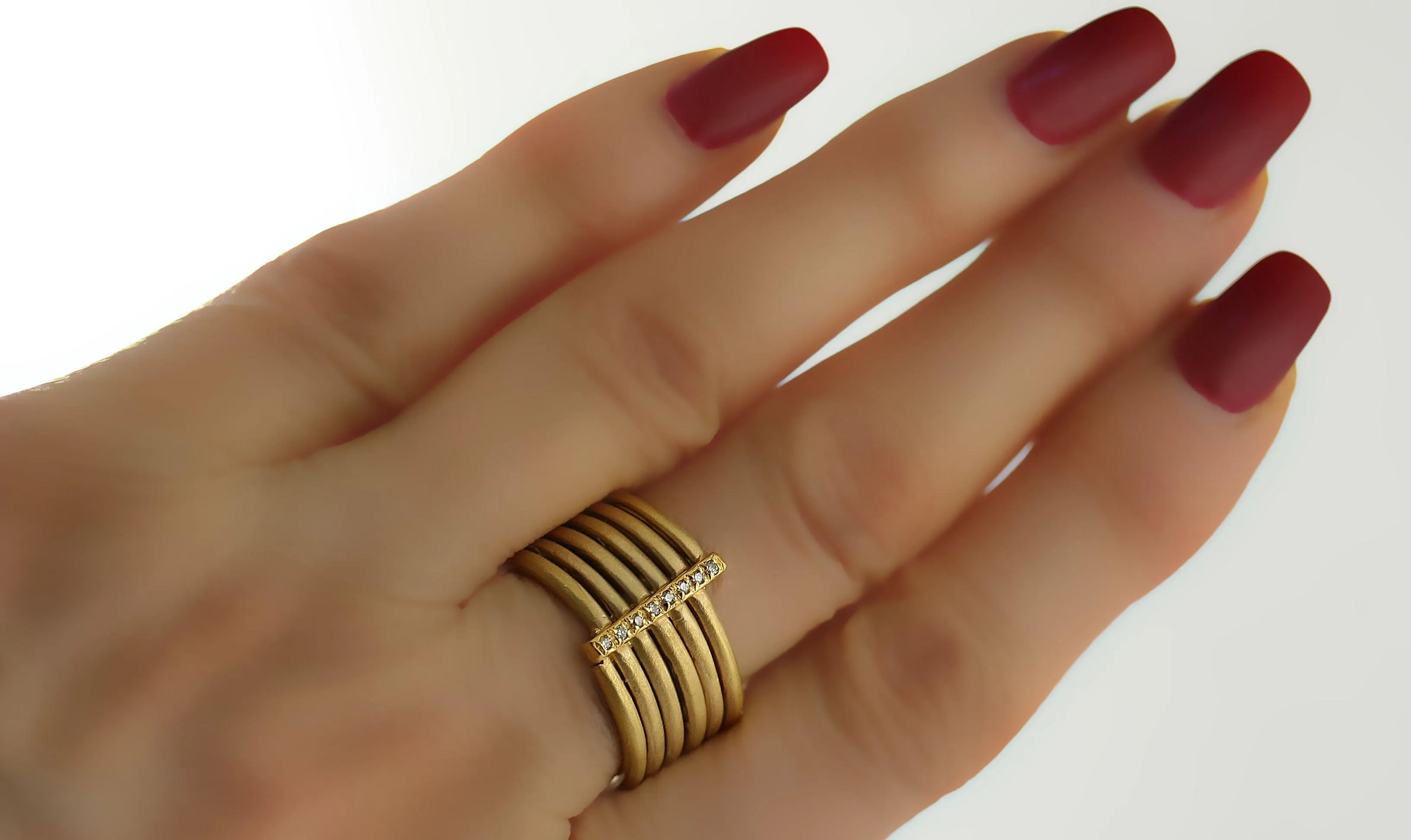 Multiple Row Diamond Ring 14K Gold