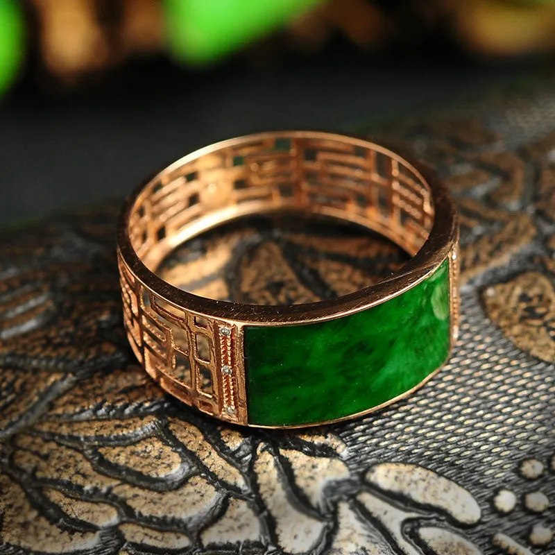 Natural Jade Ring Jadeite Gold Ring RG29