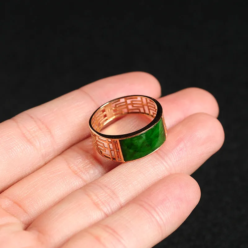 Natural Jade Ring Jadeite Gold Ring RG29