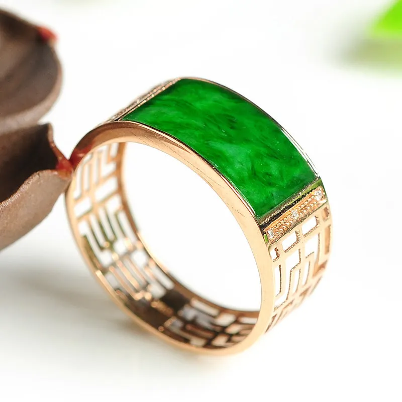 Natural Jade Ring Jadeite Gold Ring RG29