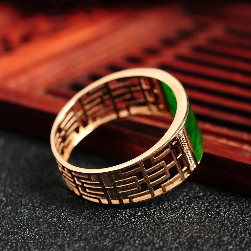 Natural Jade Ring Jadeite Gold Ring RG29