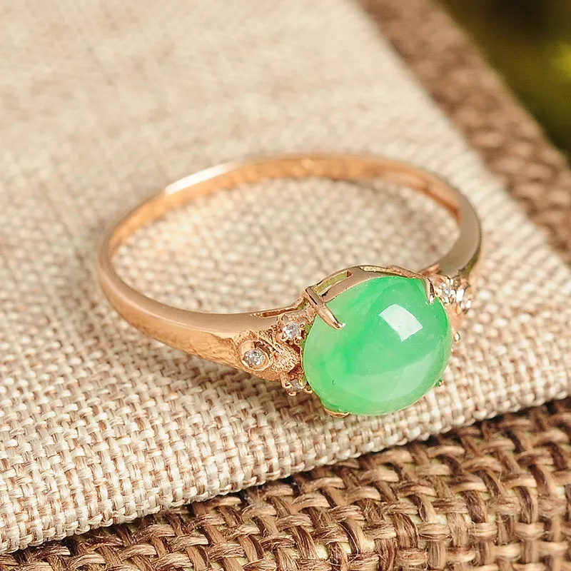 Natural Jade Ring Jadeite Gold Ring RG75
