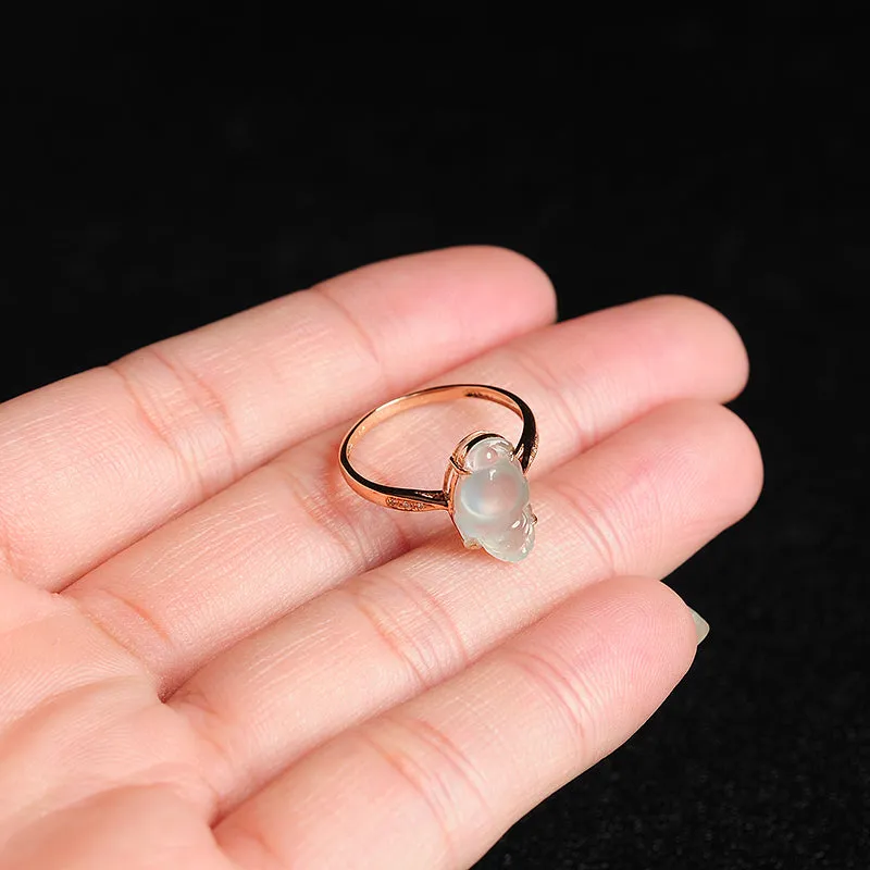 Natural Jade Ring Jadeite Gold Toad Ring RG78