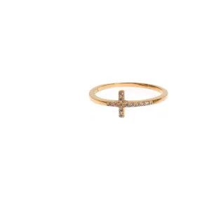 Nialaya Chic Handmade Golden CZ Crystal Ring