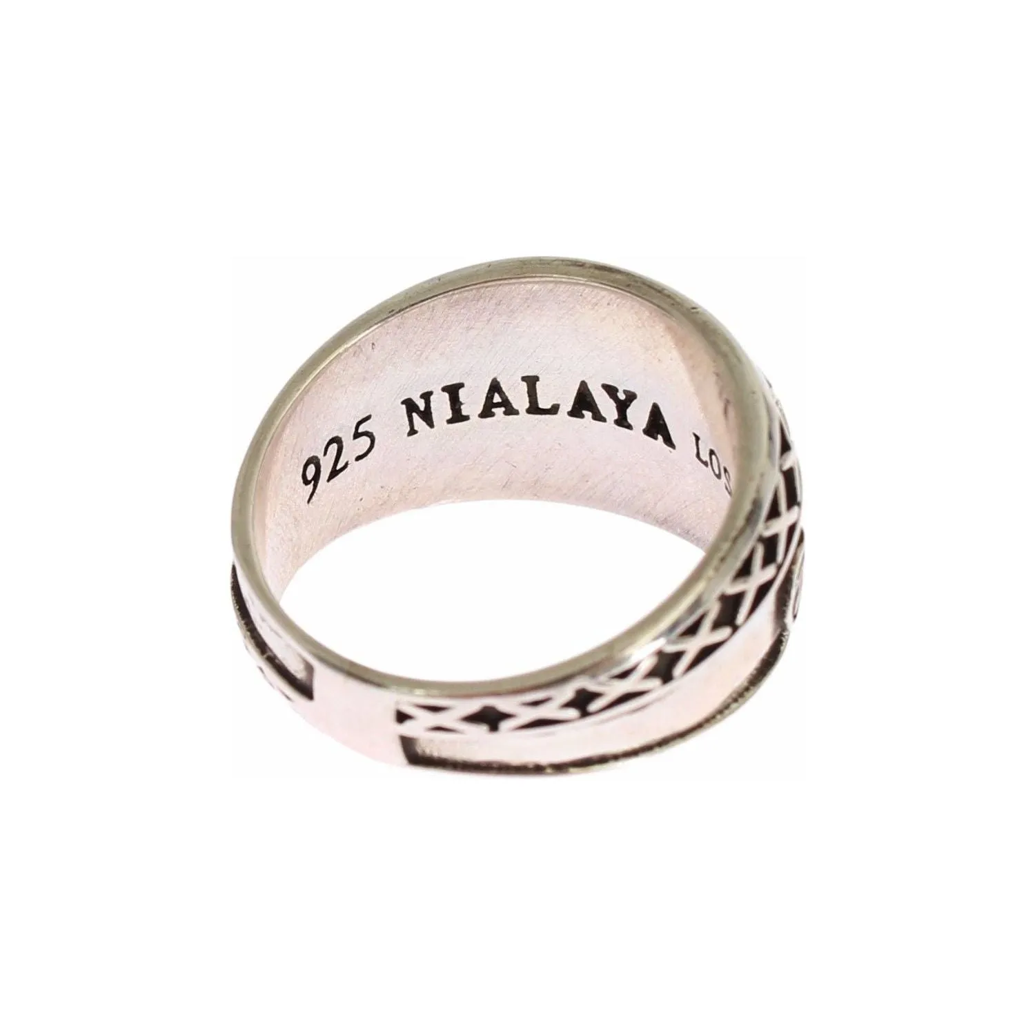 Nialaya Elegant Silver Band with Black Accents