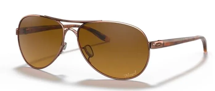 Oakley Womens Feedback Aviator Rose Gold Frame - Brown Gradient Lens - Polarized Sunglasses