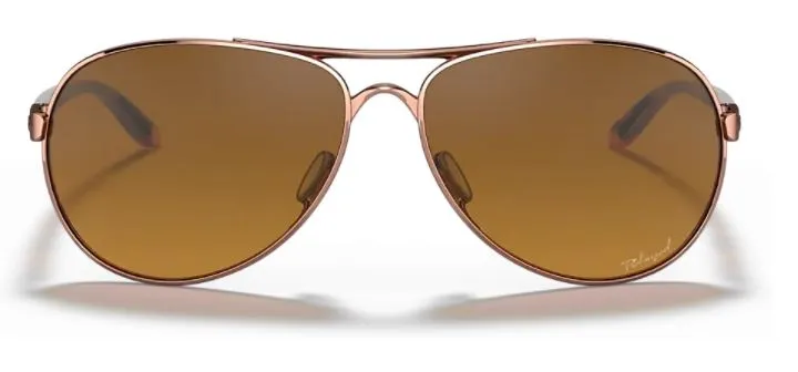 Oakley Womens Feedback Aviator Rose Gold Frame - Brown Gradient Lens - Polarized Sunglasses