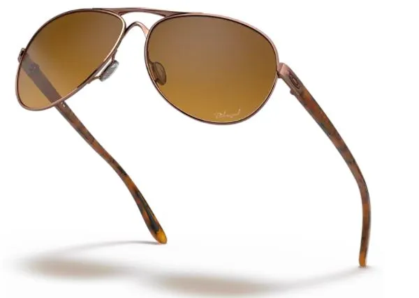 Oakley Womens Feedback Aviator Rose Gold Frame - Brown Gradient Lens - Polarized Sunglasses