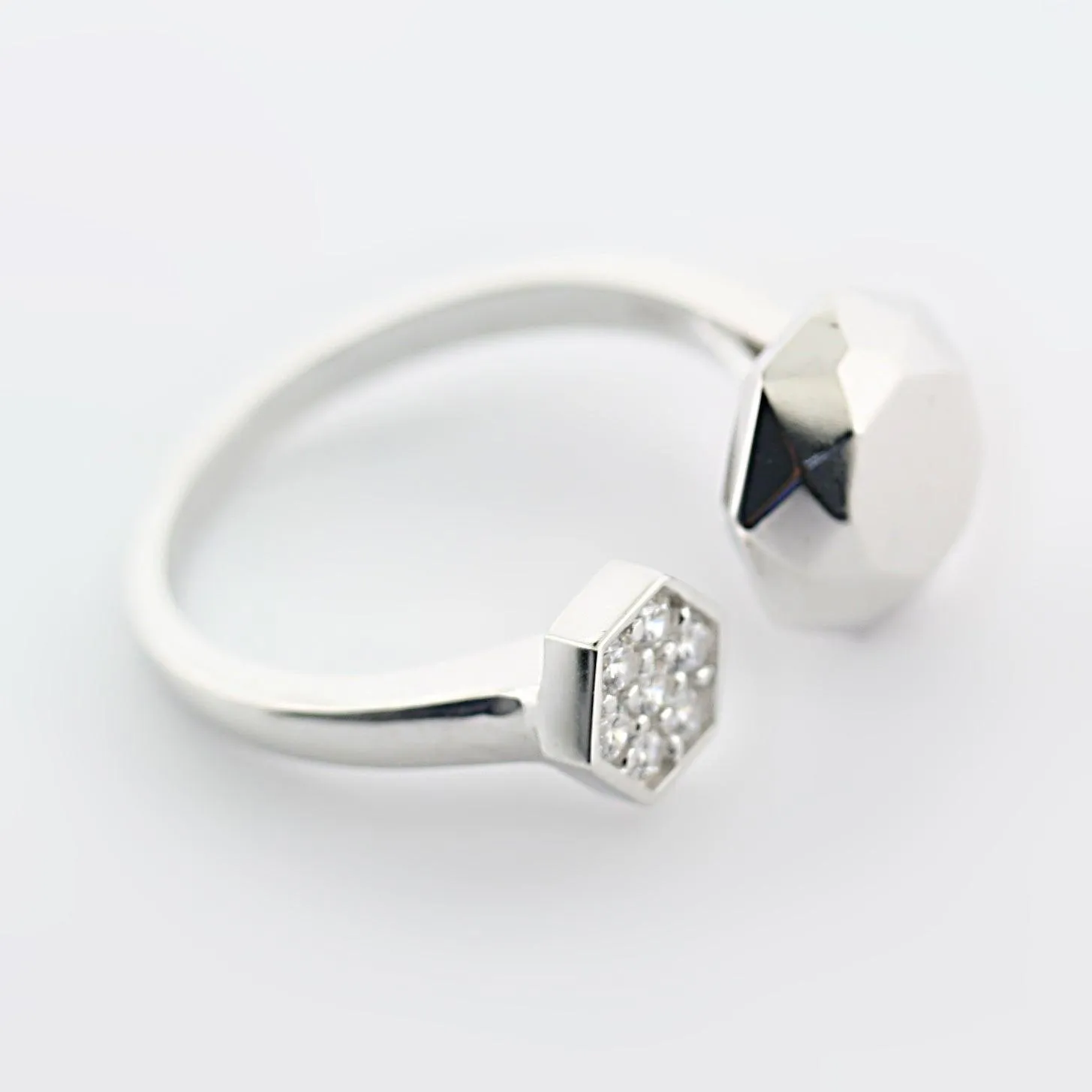 Open Ring Sterling Silver CZ