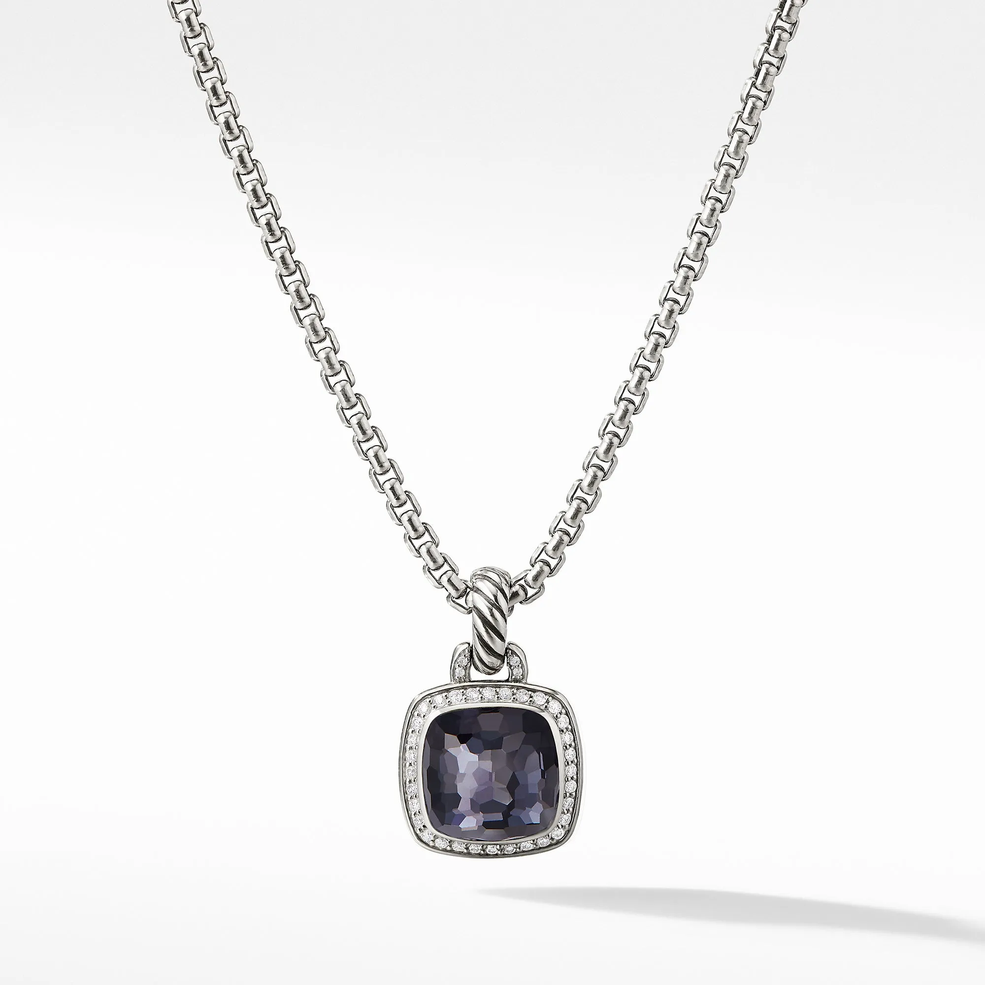 Pendant with Black Orchid and Diamonds
