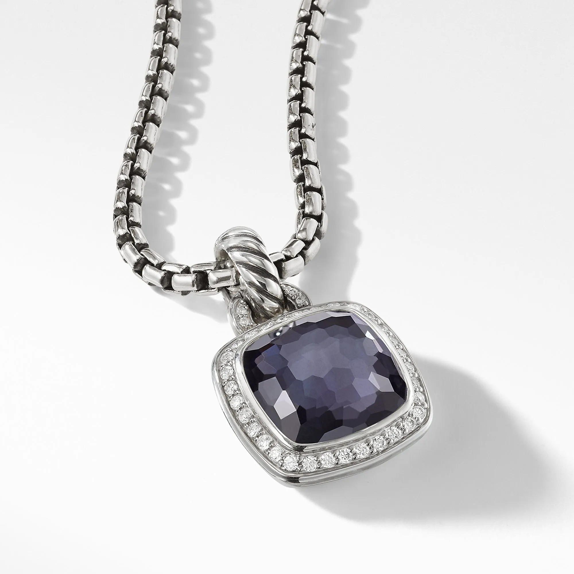 Pendant with Black Orchid and Diamonds