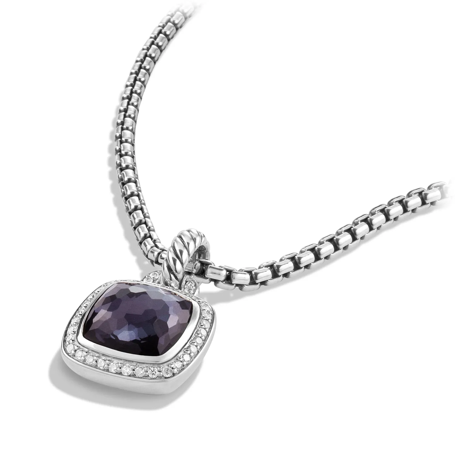Pendant with Black Orchid and Diamonds