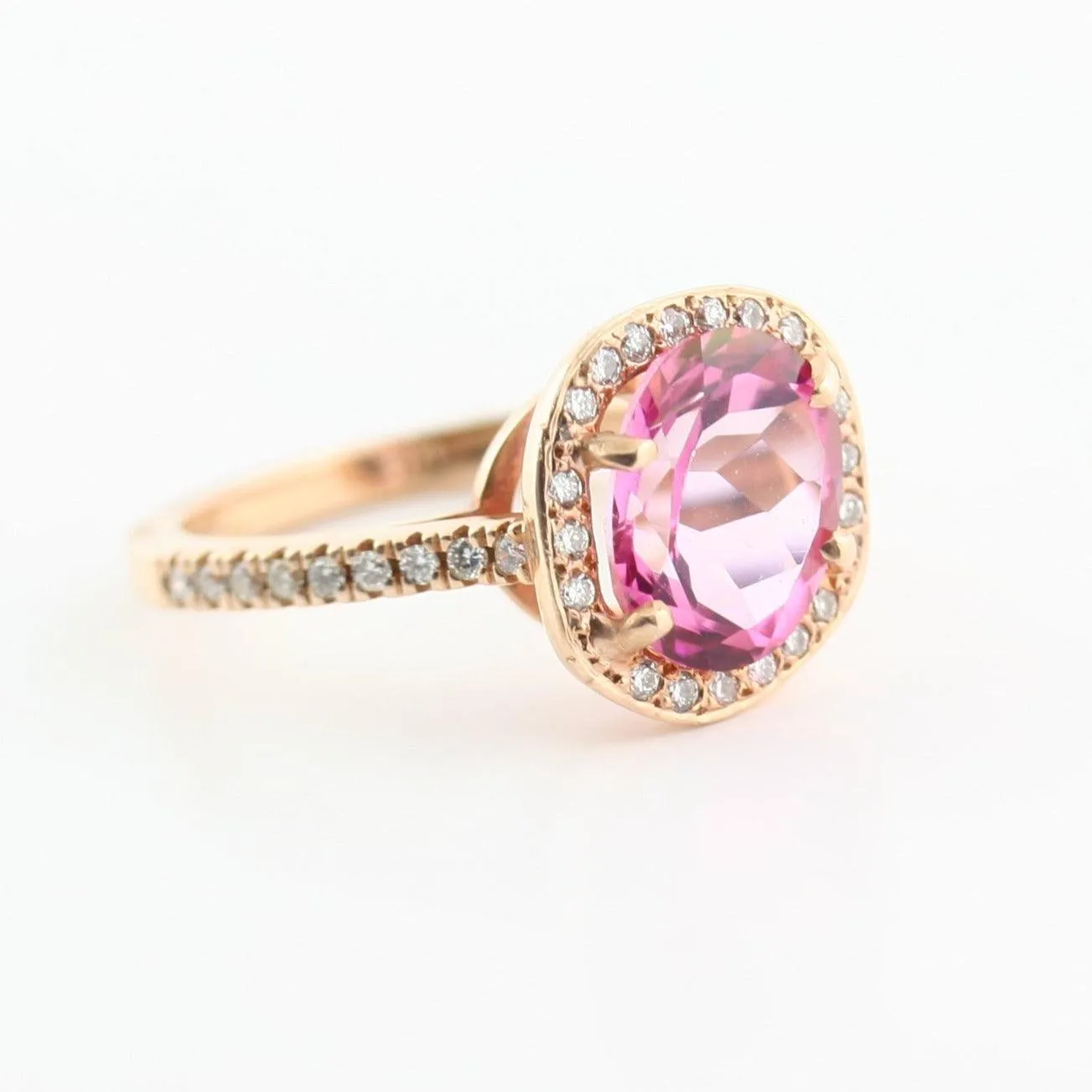 Pink Topaz and Diamond Ring Rose Gold